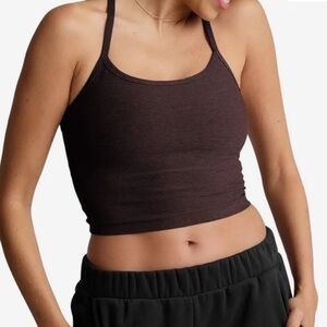 Beyond Yoga Spacedye Racerback Cropped Tank Top Size S in Dark Chocolate Heather